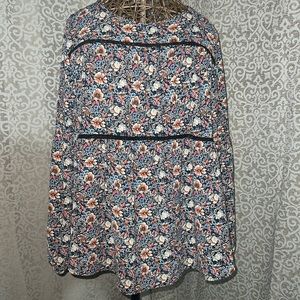 Knox Rose Boho Top with Pretty Tassle Ties, XXL, Navy Blue with Cream Flowers